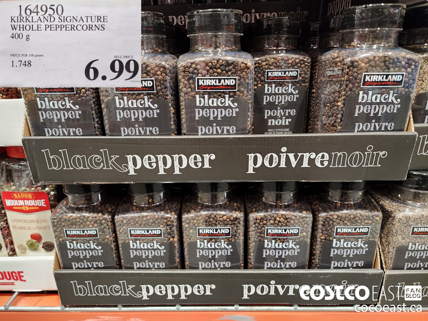 164950 KIRKLAND SIGNATURE WHOLE PEPPERCORNS 400 G $6.99
