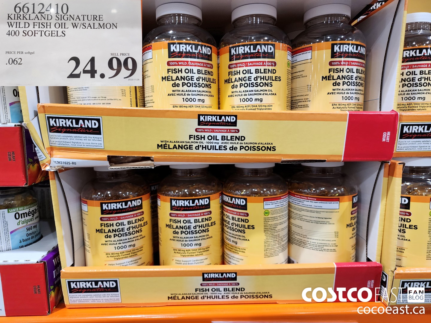 6612410 KIRKLAND SIGNATURE WILD FISH OIL W/SALMON - 400 SOFTGELS $24.99