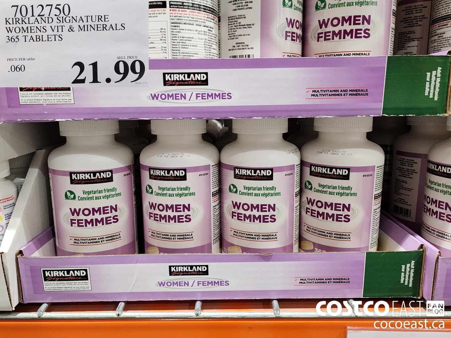 7012750 KIRKLAND SIGNATURE WOMEN VIT & MINERALS 365 TABLETS $21.99
