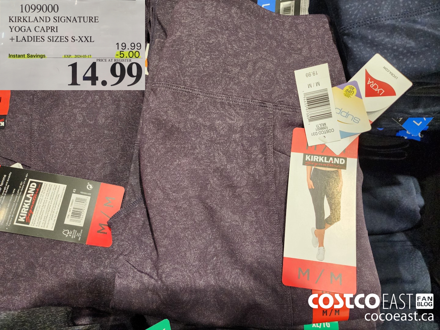 1099000 KIRKLAND SIGNATURE YOGA CAPRI LADIES SIZES S-XXL 2024-038-17 ($5.00 INSTANT SAVINGS) $14.99