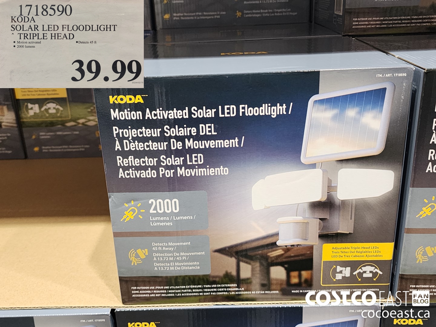 1718590 KODA SOLAR LED FLOODLIGHT TRIPLE HEAD $39.99