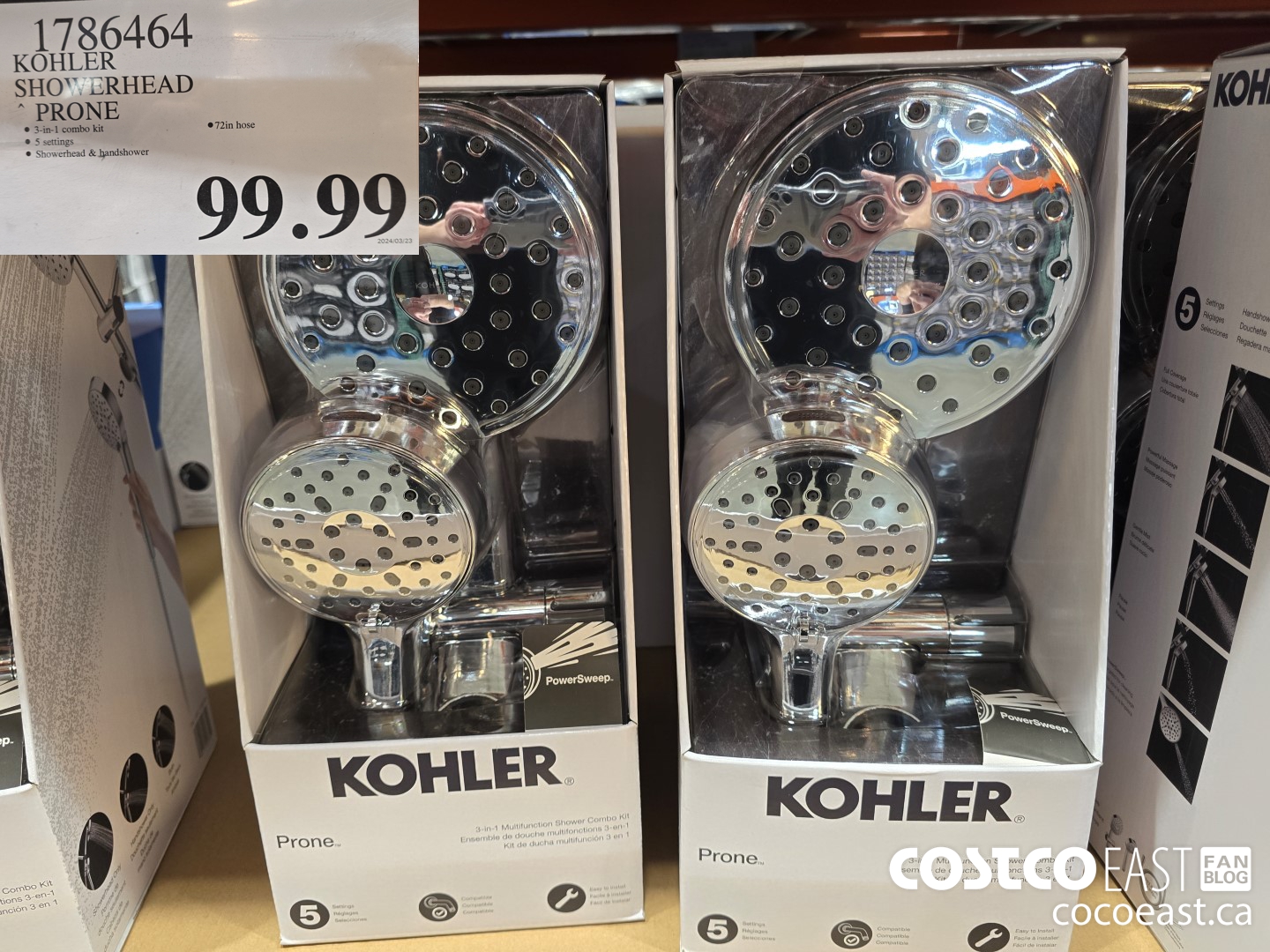 1786464 KOHLER SHOWERHEAD PRONE $99.99