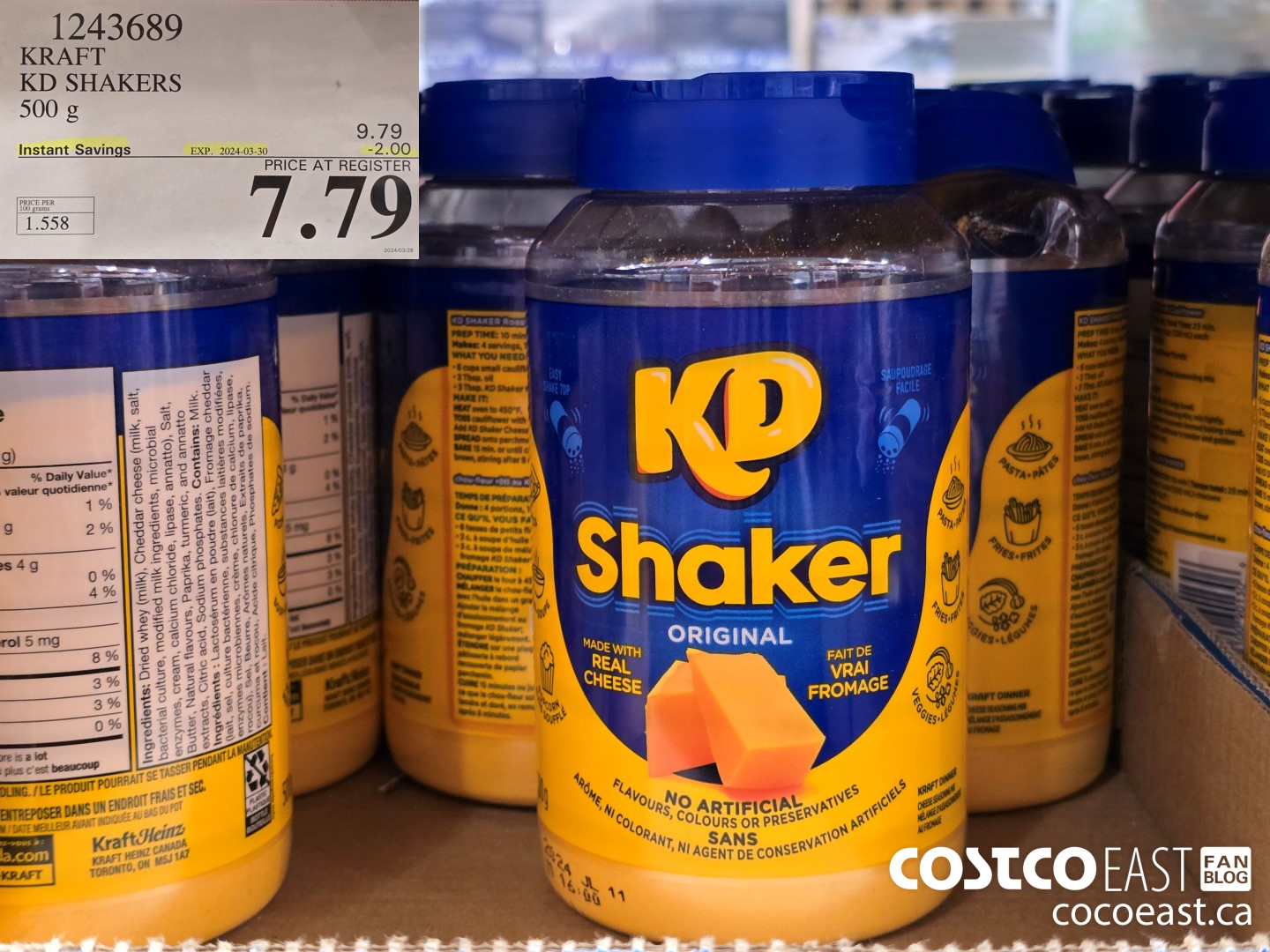 1243689 KRAFT KD SHAKERS 500g ($2.00 INSTANT SAVINGS EXPIRES ON 2024-03-30) $7.79