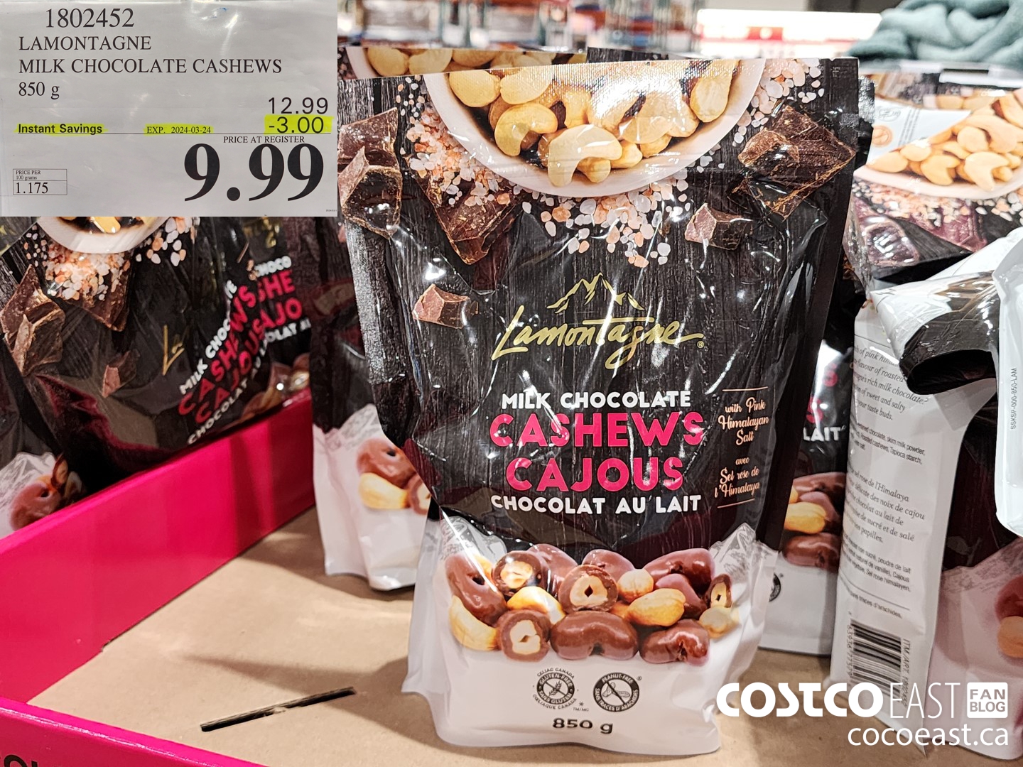 1802452 LAMONTAGNE MILK CHOCOLATE CASHEWS 850 g ($3.00 INSTANT SAVINGS EXPIRES ON 2024-03-24) $9.99