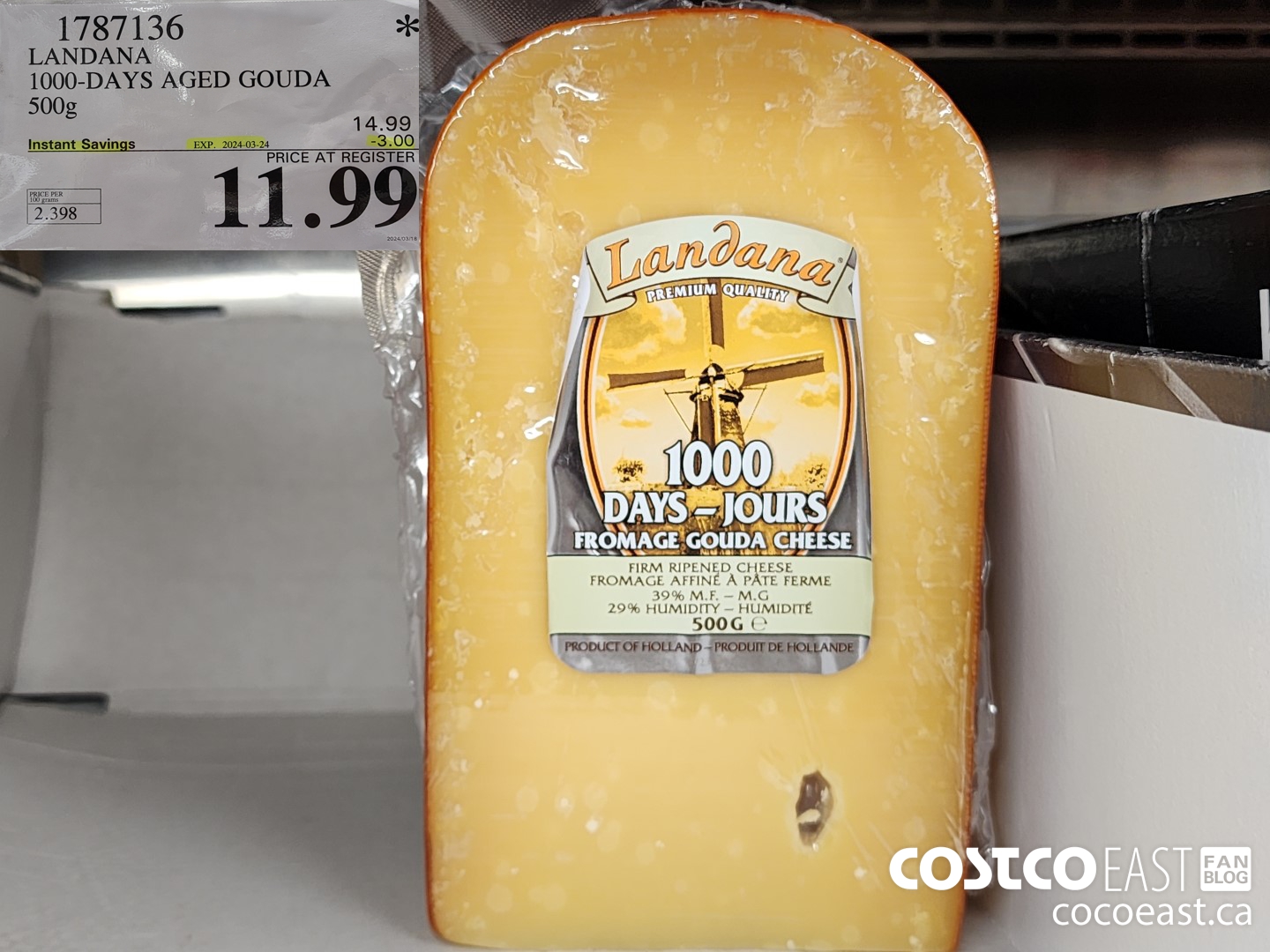 1787136 LANDANA 1000-DAYS AGED GOUDA 500g ($3.00 INSTANT SAVINGS EXPIRES ON 2024-03-24) $11.99