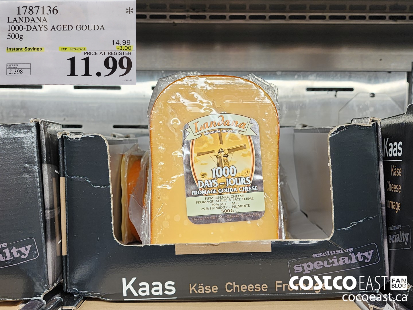 1787136 LANDANA 1000-DAYS AGED GOUDA 500g ($3.00 INSTANT SAVINGS EXPIRES ON 2024-03-31) $11.99