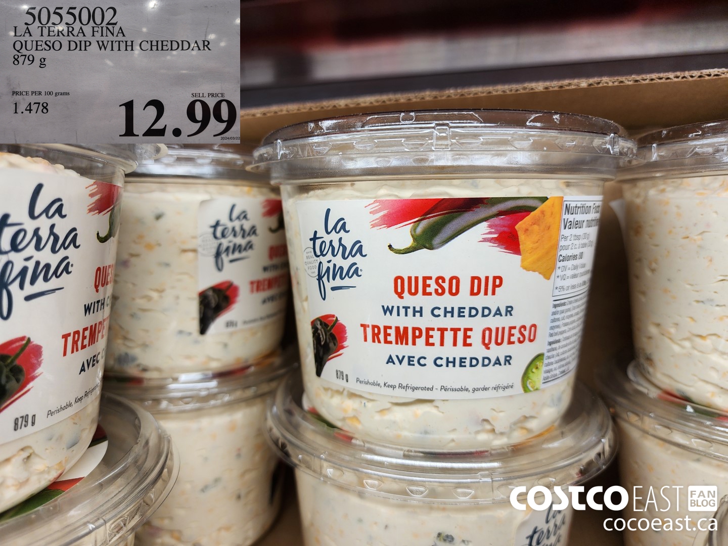 5055002 LA TERRA FINA QUESO DIP WITH CHEDDAR 879 G $12.99