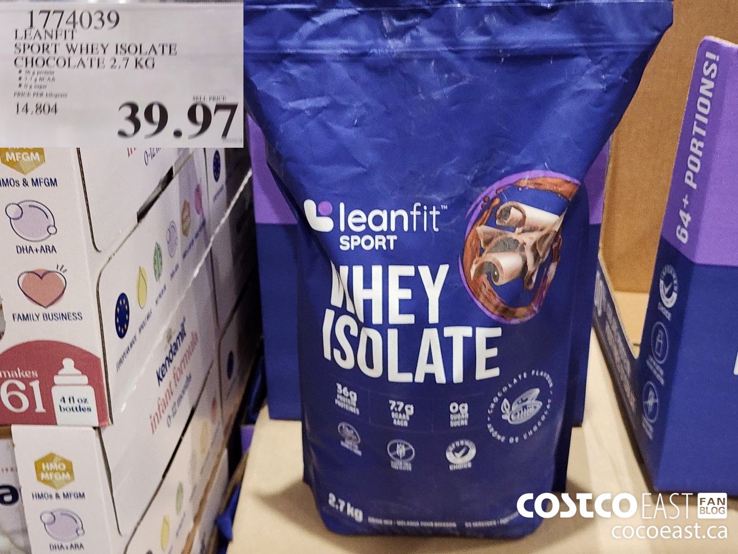 1774039 LEANFIT SPORT WHEY ISOLATE CHOCOLATE 2.7 KG $39.97