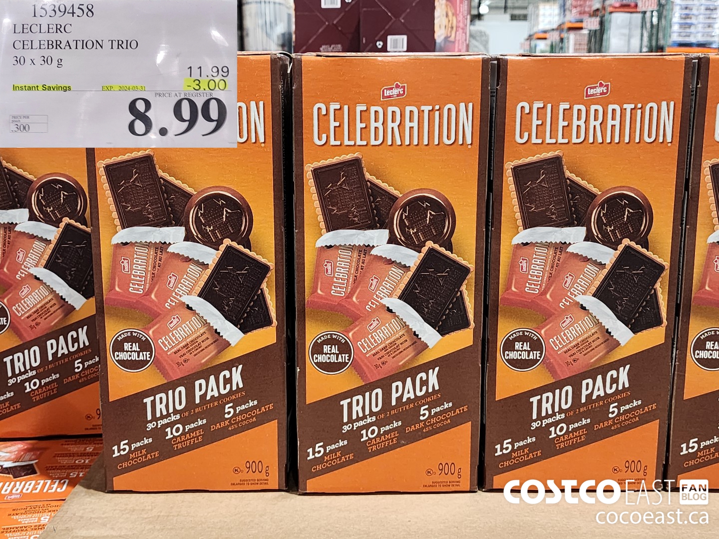 1539458 LECLERC CELEBRATION TRIO 30 x 30g ($3.00 INSTANT SAVINGS EXPIRES ON 2024-03-31) $8.99