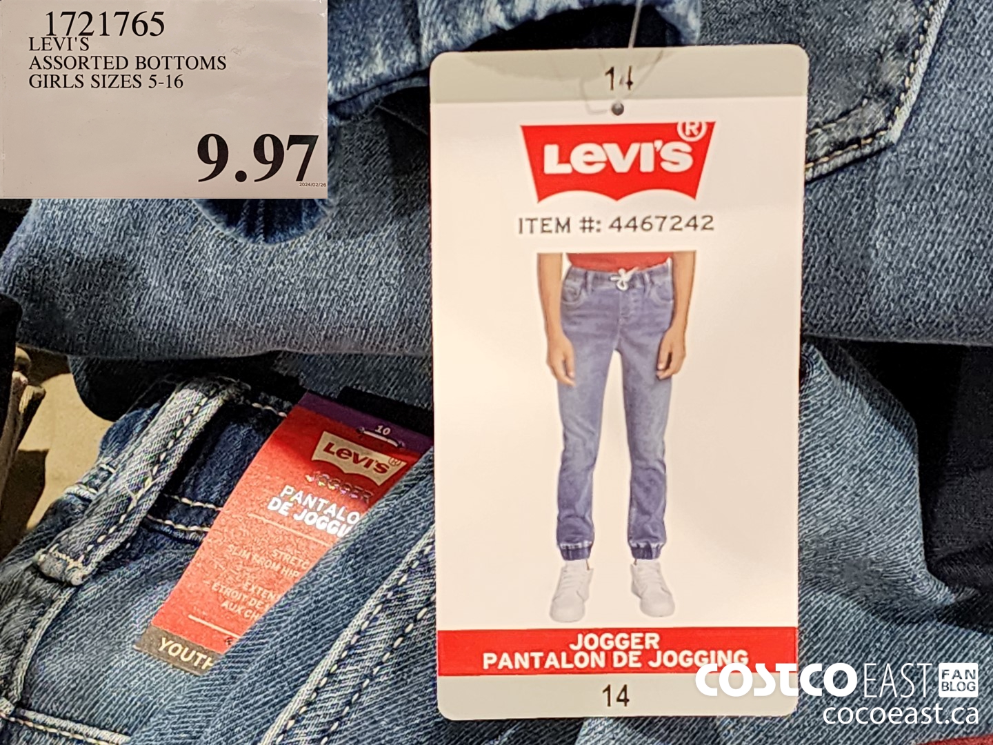 1721765 LEVIS ASSORTED BOTTOMS GIRLS SIZES 5-16 $9.97