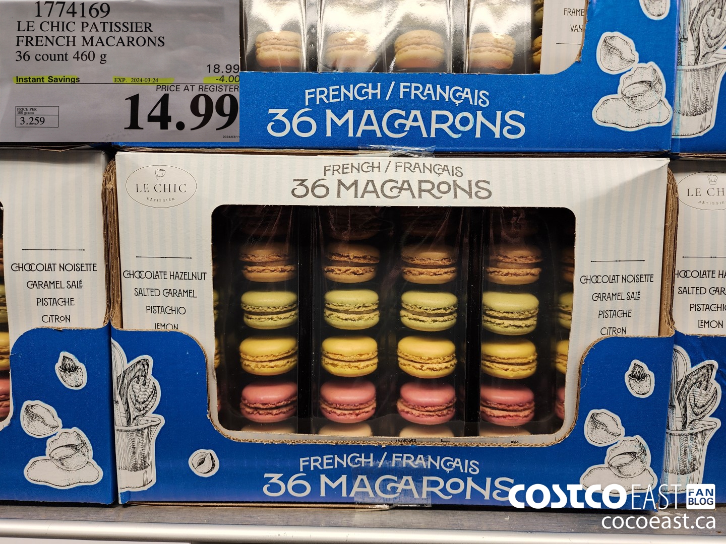 1774169 LE CHIC PATISSIER FRENCH MACARONS 36 count 460 g ($4.00 INSTANT SAVINGS EXPIRES ON 2024-03-24) $14.99