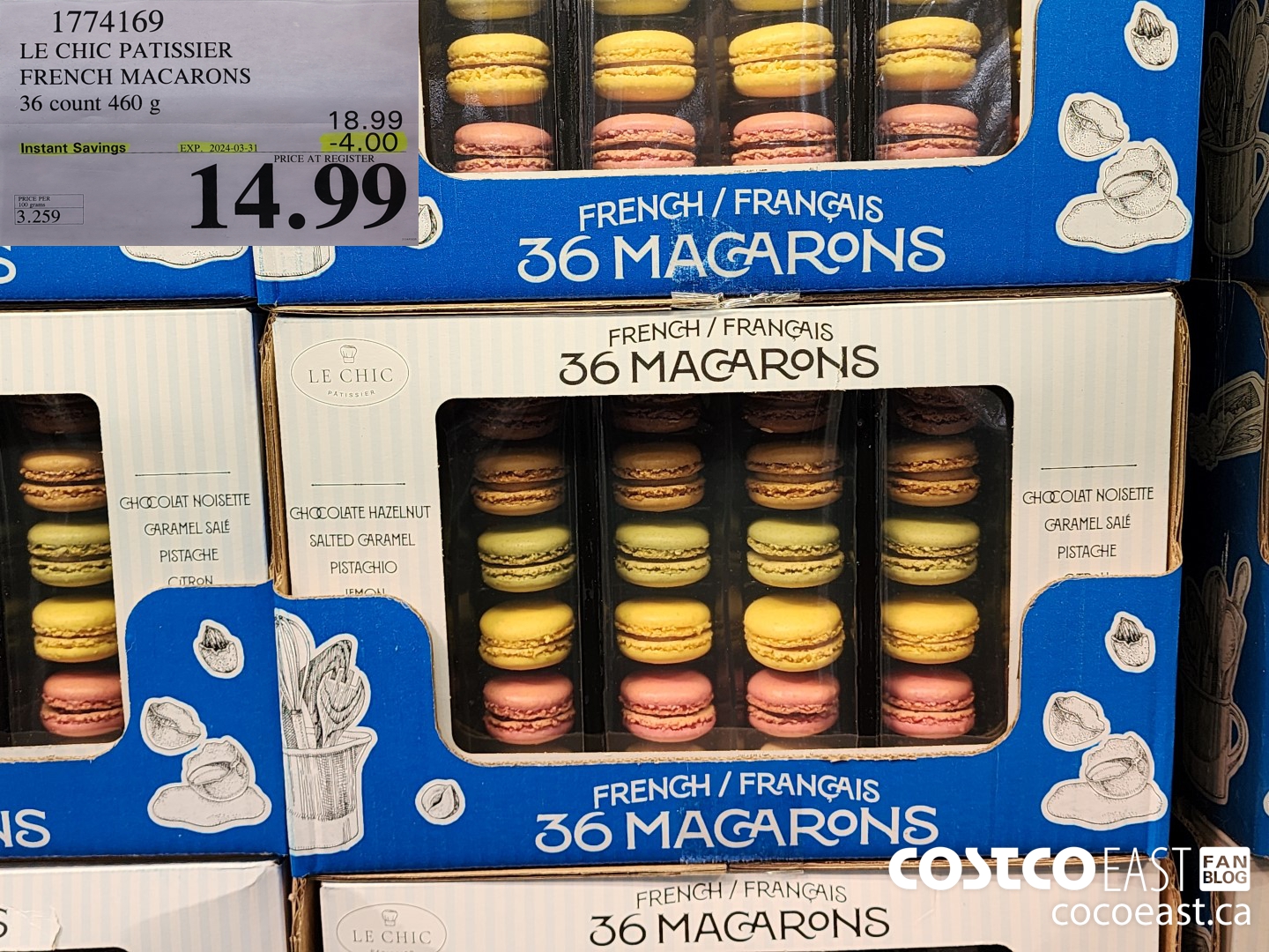 1774169 LE CHIC PATISSIER FRENCH MACARONS 36 count 460 g ($4.00 INSTANT SAVINGS EXPIRES ON 2024-03-31) $14.99