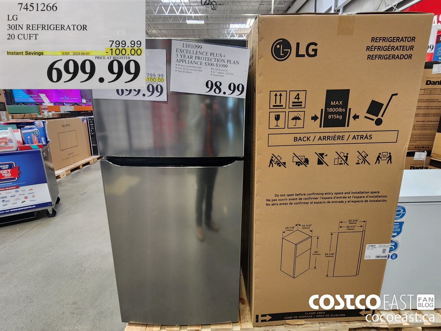 7451266 LG  30 IN. REFRIGERATOR 20 cuft ($100.00 INSTANT SAVINGS EXPIRES ON 2024-04-03) $699.99