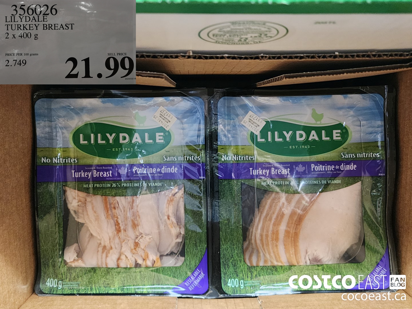 356026 LILYDALE TURKEY BREAST 2 x 400 g $21.99