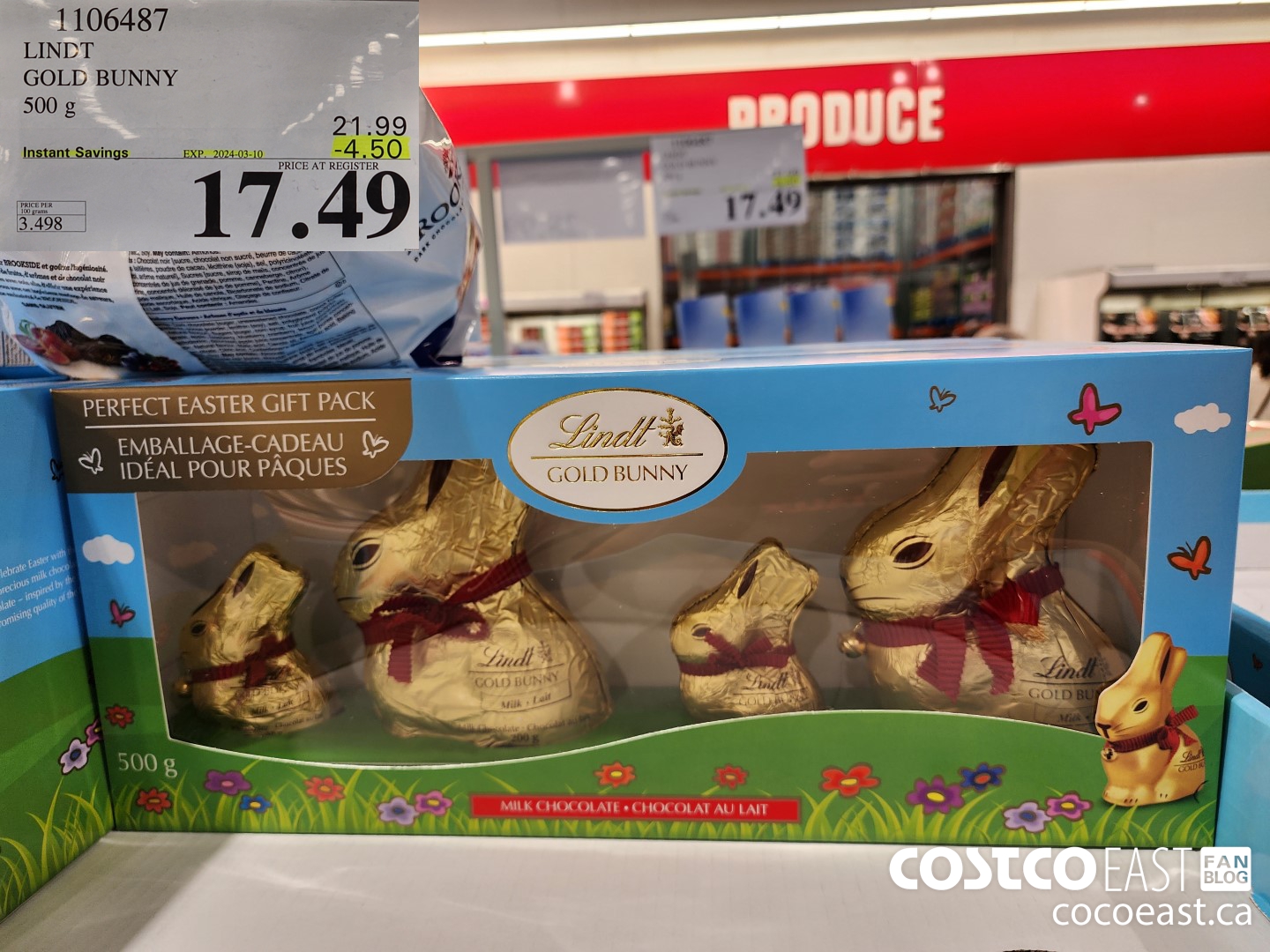 1106487 LINDT GOLD BUNNY 500g ($4.50 INSTANT SAVINGS EXPIRES ON 2024-03-10) $17.49