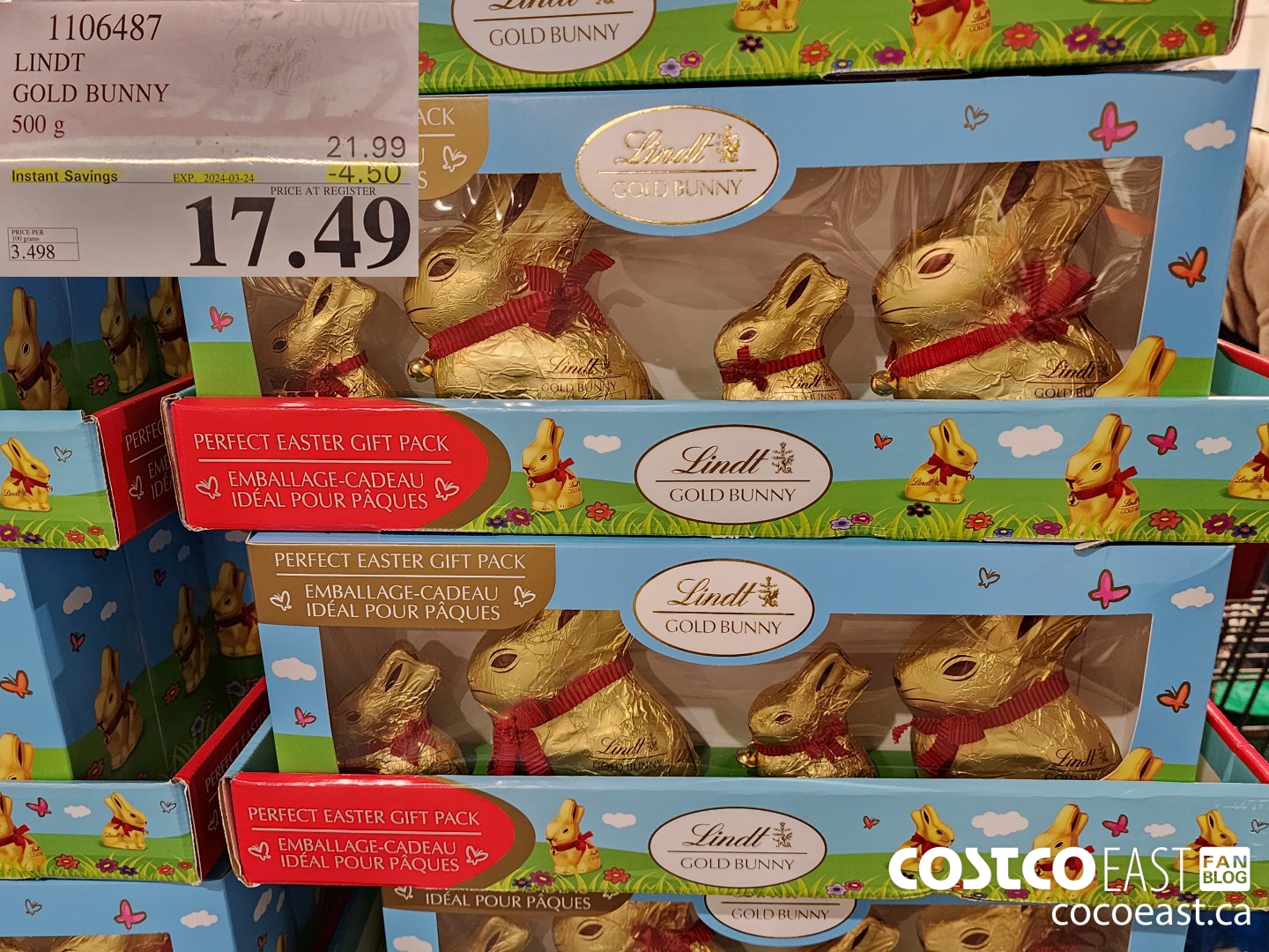 1106487 LINDT GOLD BUNNY 500g ($4.50 INSTANT SAVINGS EXPIRES ON 2024-03-24) $17.49
