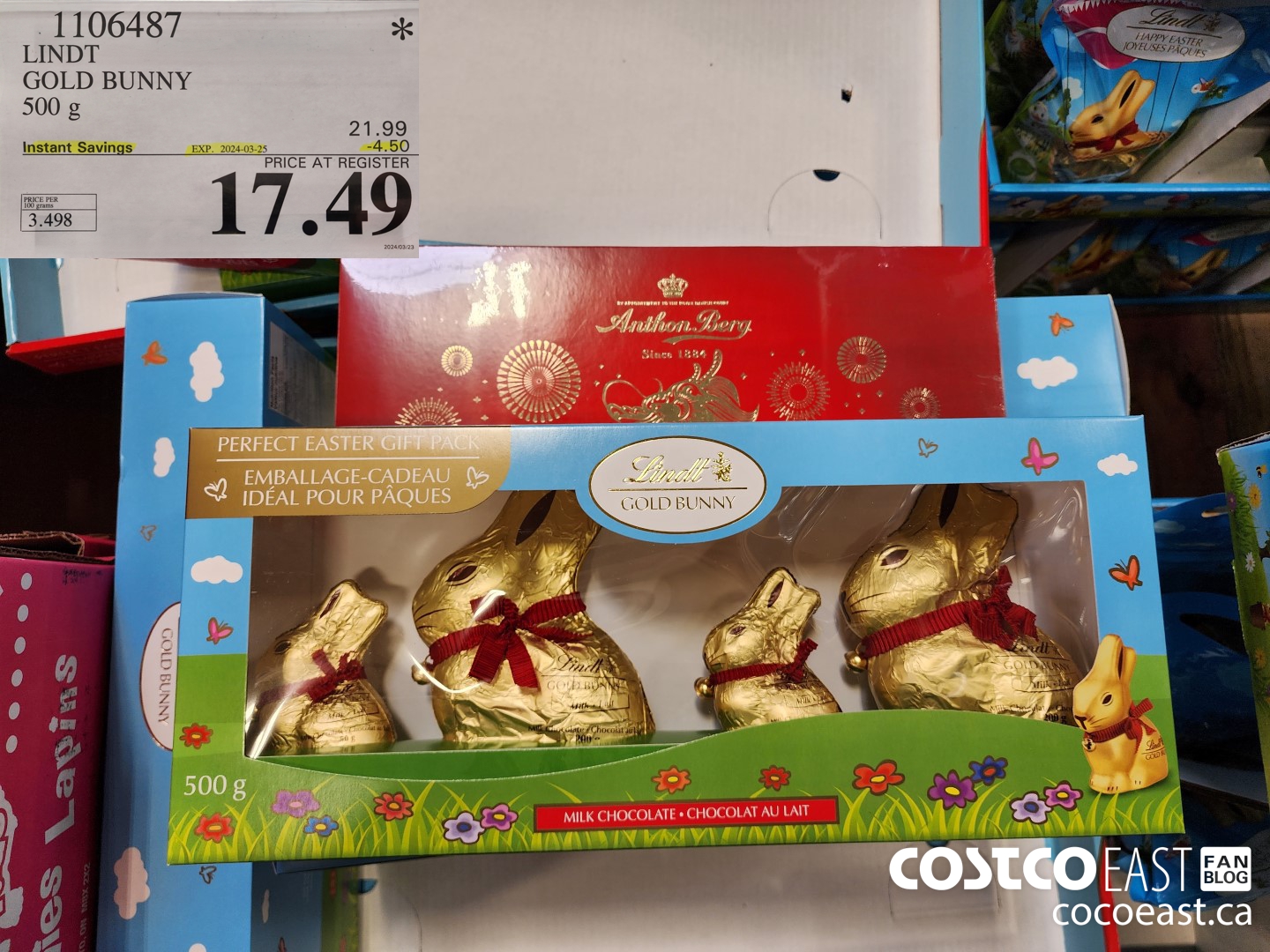 1106487 LINDT GOLD BUNNY 500g ($4.50 INSTANT SAVINGS EXPIRES ON 2024-03-25) $17.49