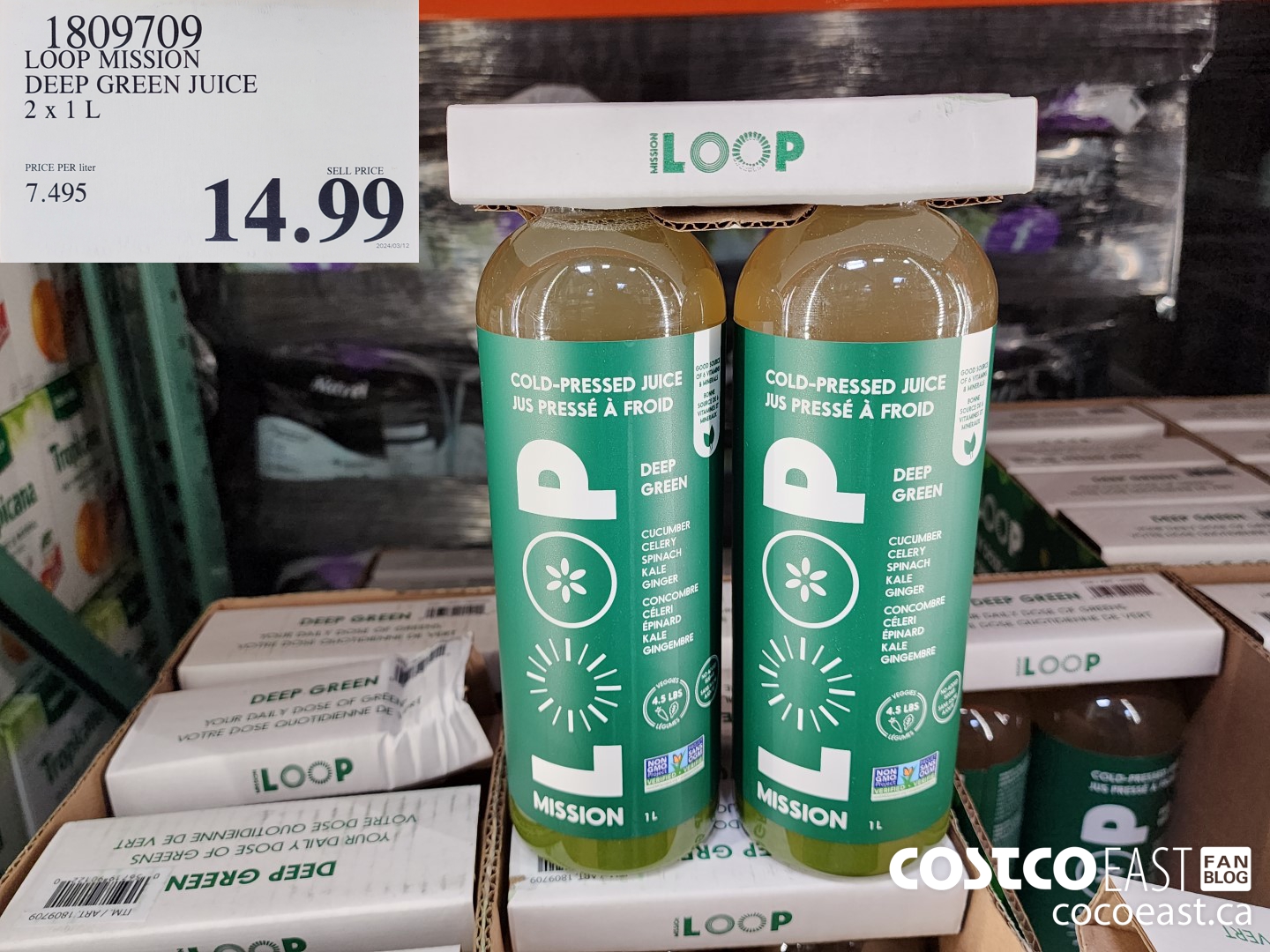 1809709 LOOP MISSION DEEP GREEN JUICE 2 X 1L $14.99