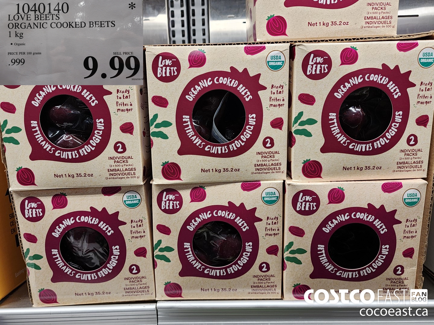1040140 LOVE BEETS ORGANIC COOKED BEETS 1 KG $9.99
