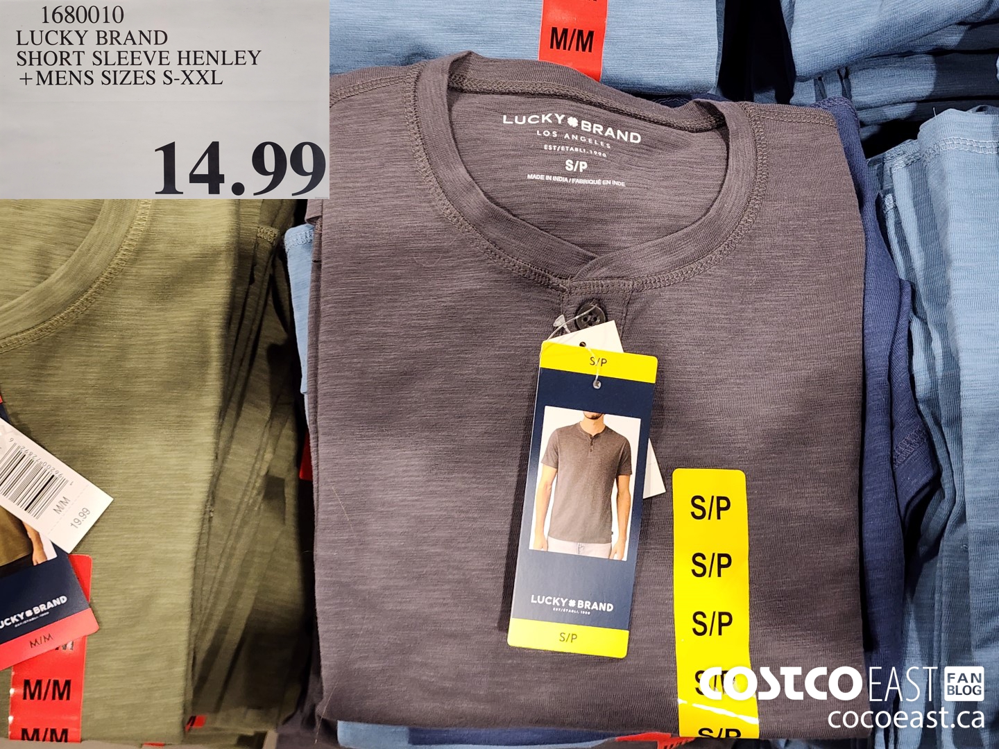 1680010 LUCKY BRAND SHORT SLEEVE HENLEY +MENS SIZES S-XXL $14.99