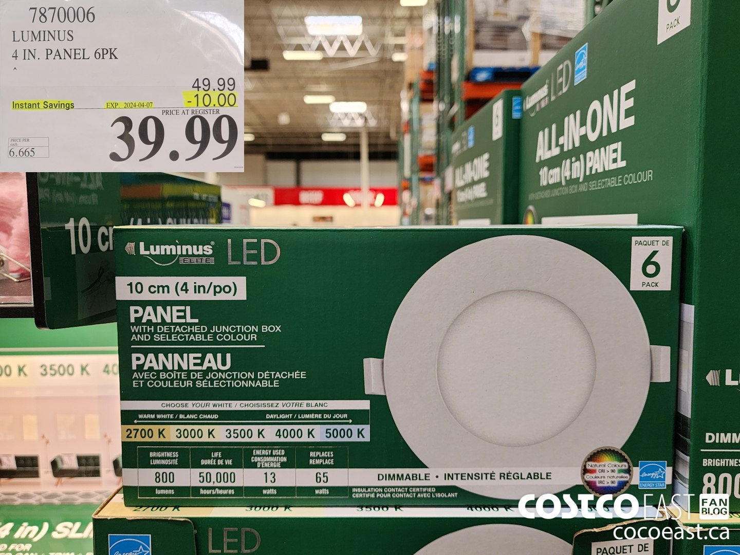 7870006 LUMINUS 4 IN. PANEL 6PK ($10.00 INSTANT SAVINGS EXPIRES ON 2024-04-07) $39.99