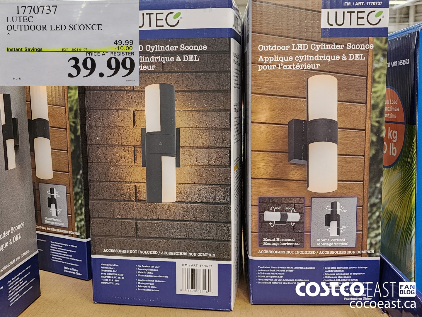 1770737 LUTEC OUTDOOR LED SCONCE ($10.00 INSTANT SAVINGS EXPIRES ON 2024-04-07) $39.99