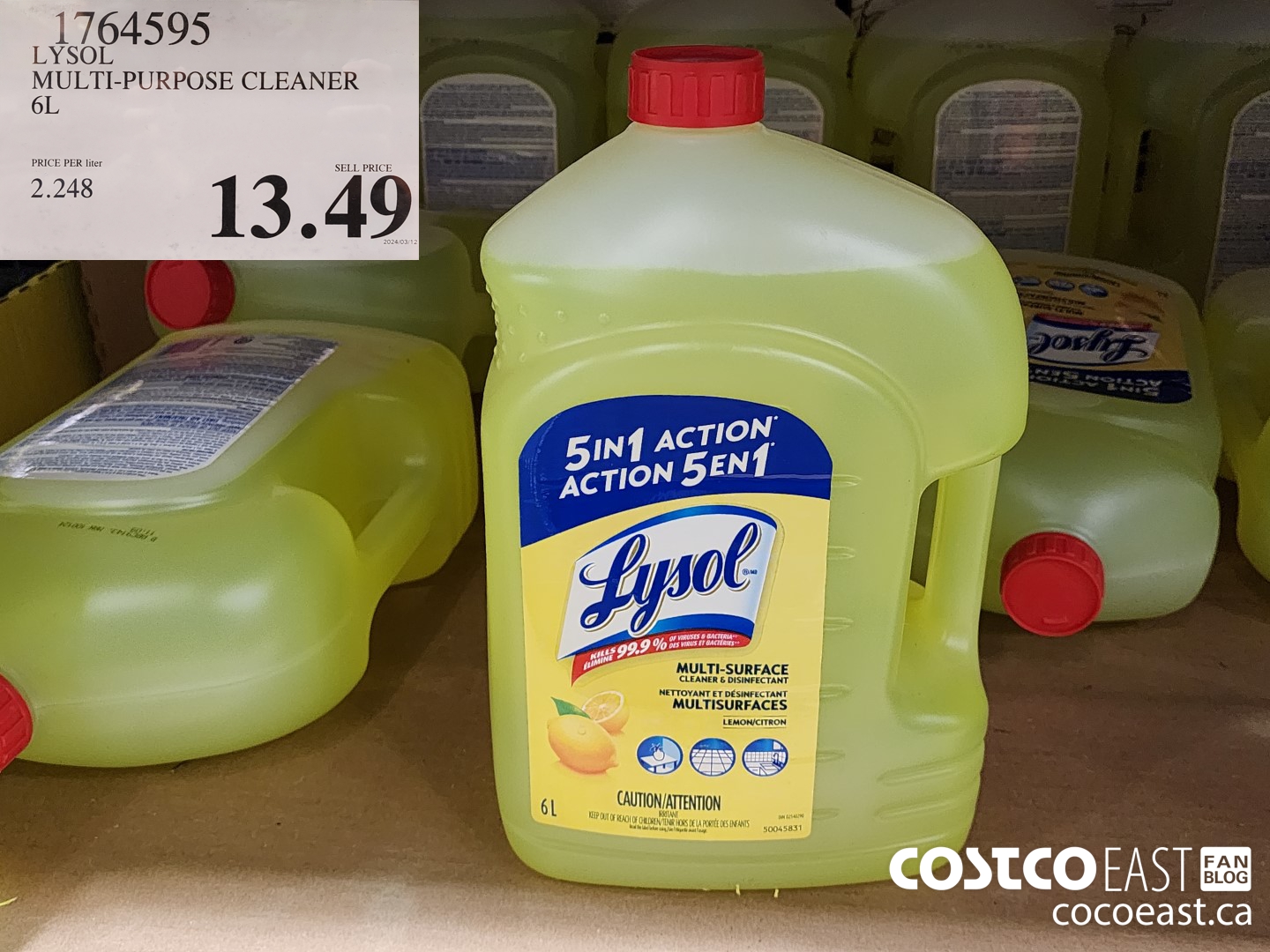 1764595 LYSOL MULTI-PURPOSE CLEANER 6L $13.49