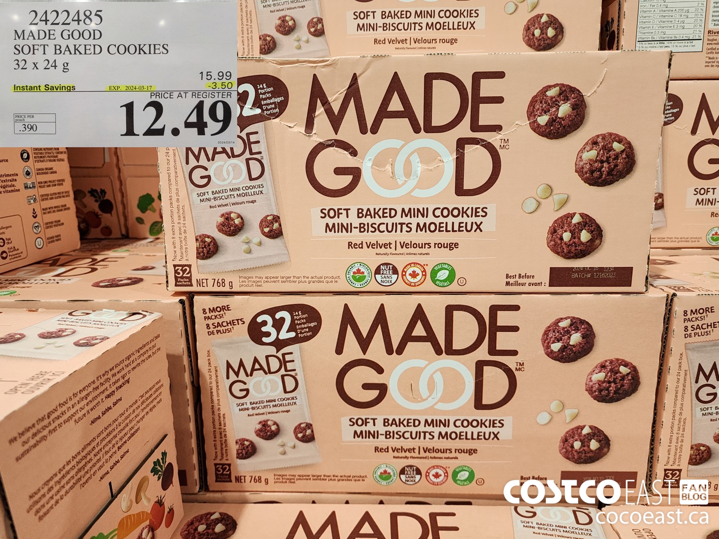 2422485 MADE GOOD SOFT BAKED COOKIES 32 x 24G ($3.50 INSTANT SAVINGS EXPIRES ON 2024-03-17) $12.49