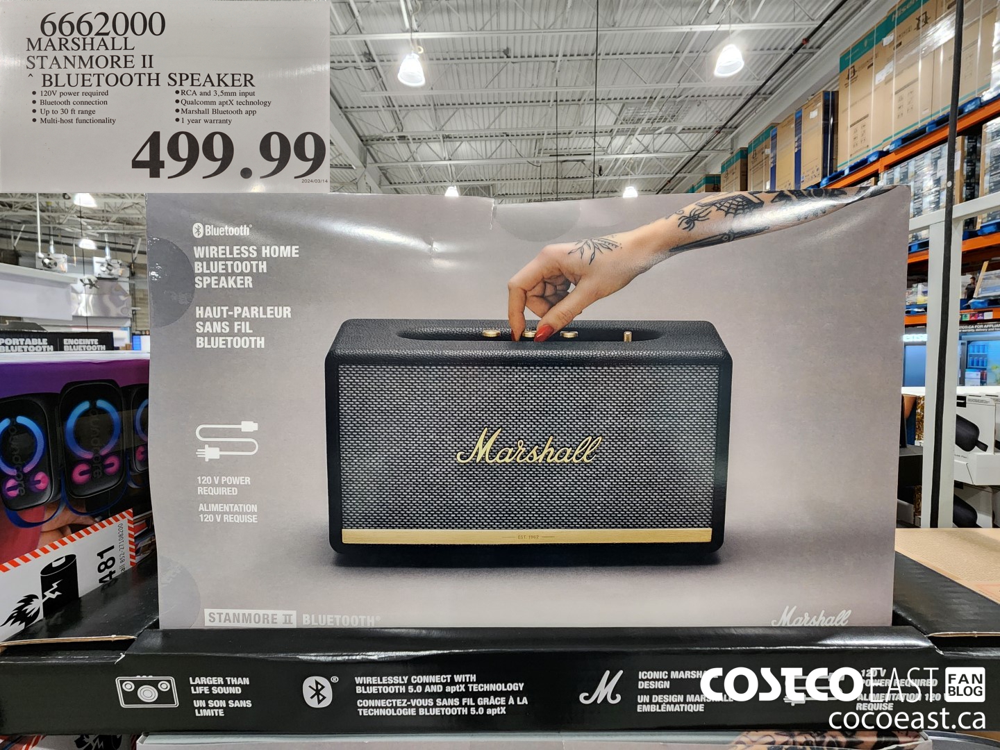 6662000 MARSHALL STANMORE II BLUETOOTH SPEAKER $499.99