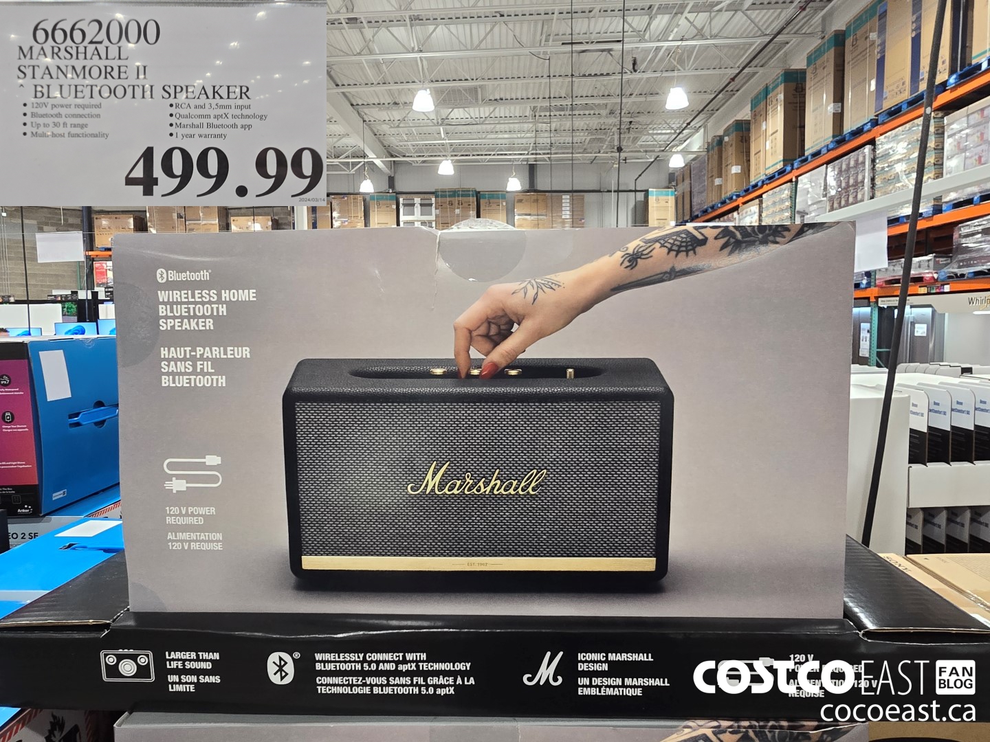 6662000 MARSHALL STANMORE II BLUETOOTH SPEAKER $499.99