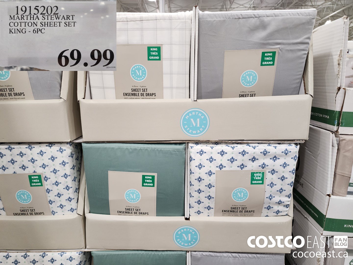 1915202 MARTHA STEWART COTTON SHEET SET KING - 6PC $69.99