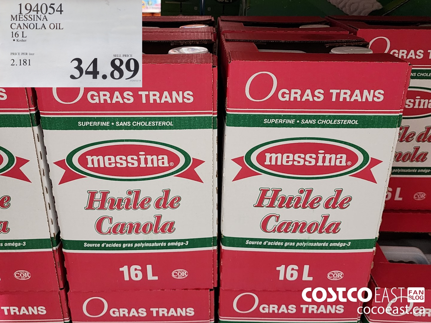 194054 MESSINA CANOLA OIL 16 L $34.89