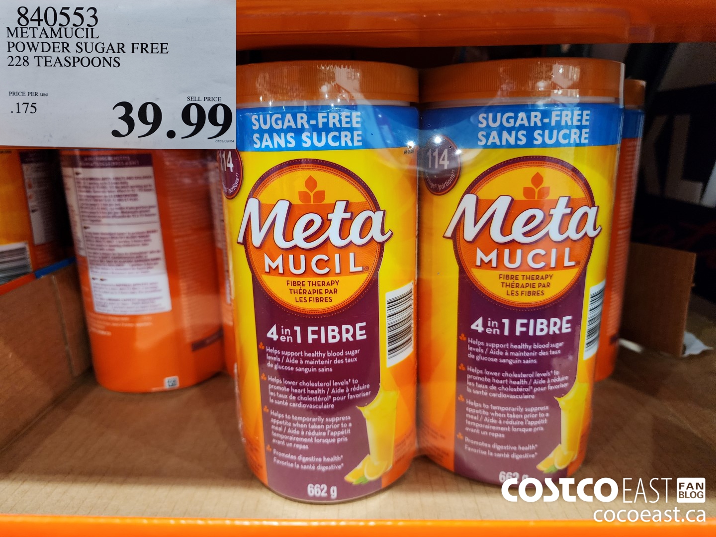 840553 METAMUCIL POWDER SUGAR FREE 228 TEASPOONS $39.99