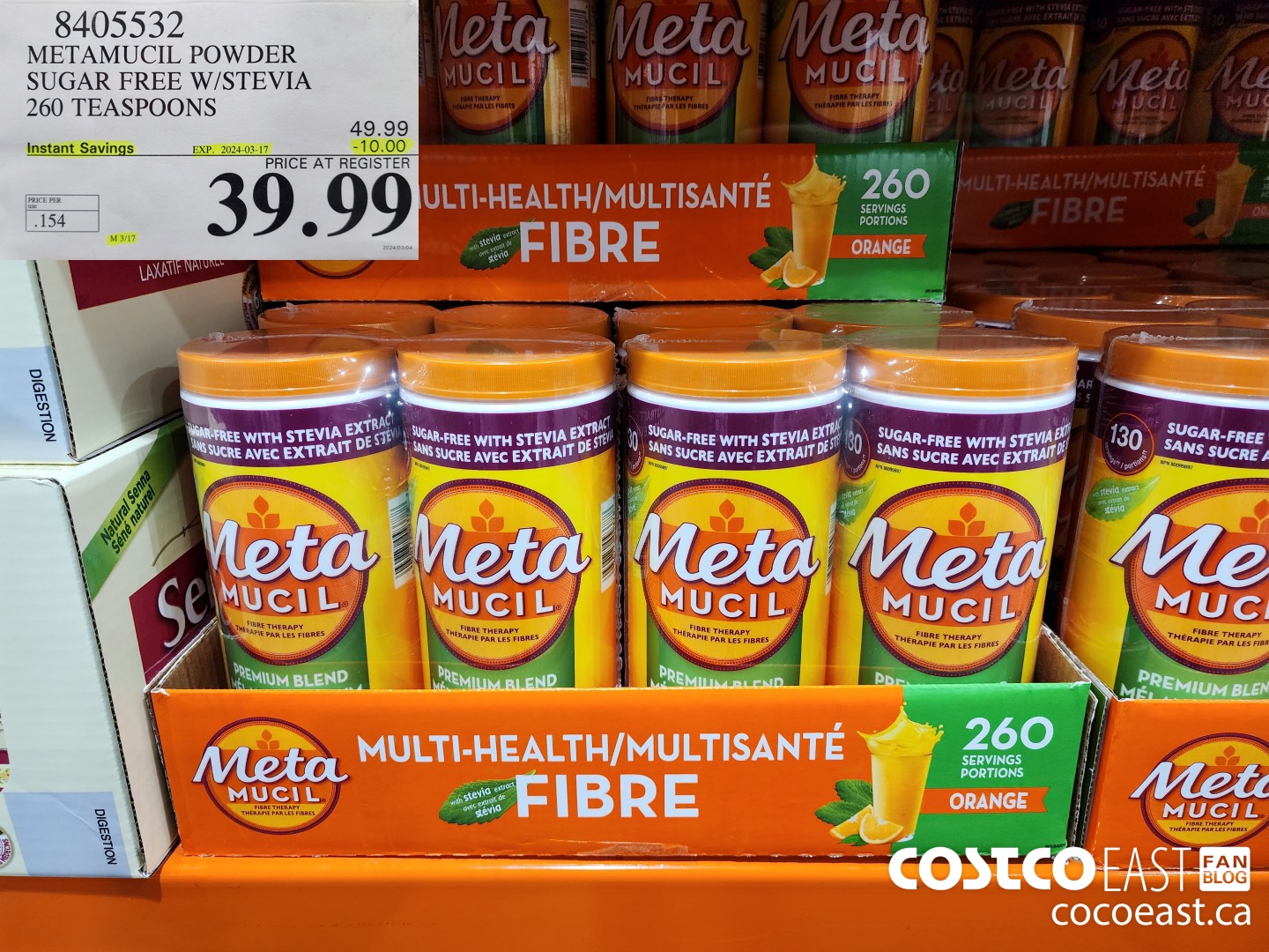 8405532 METAMUCIL POWDER SUGAR FREE W/STEVIA 260 TEASPOONS ($10.00 INSTANT SAVINGS EXPIRES ON 2024-03-17) $39.99