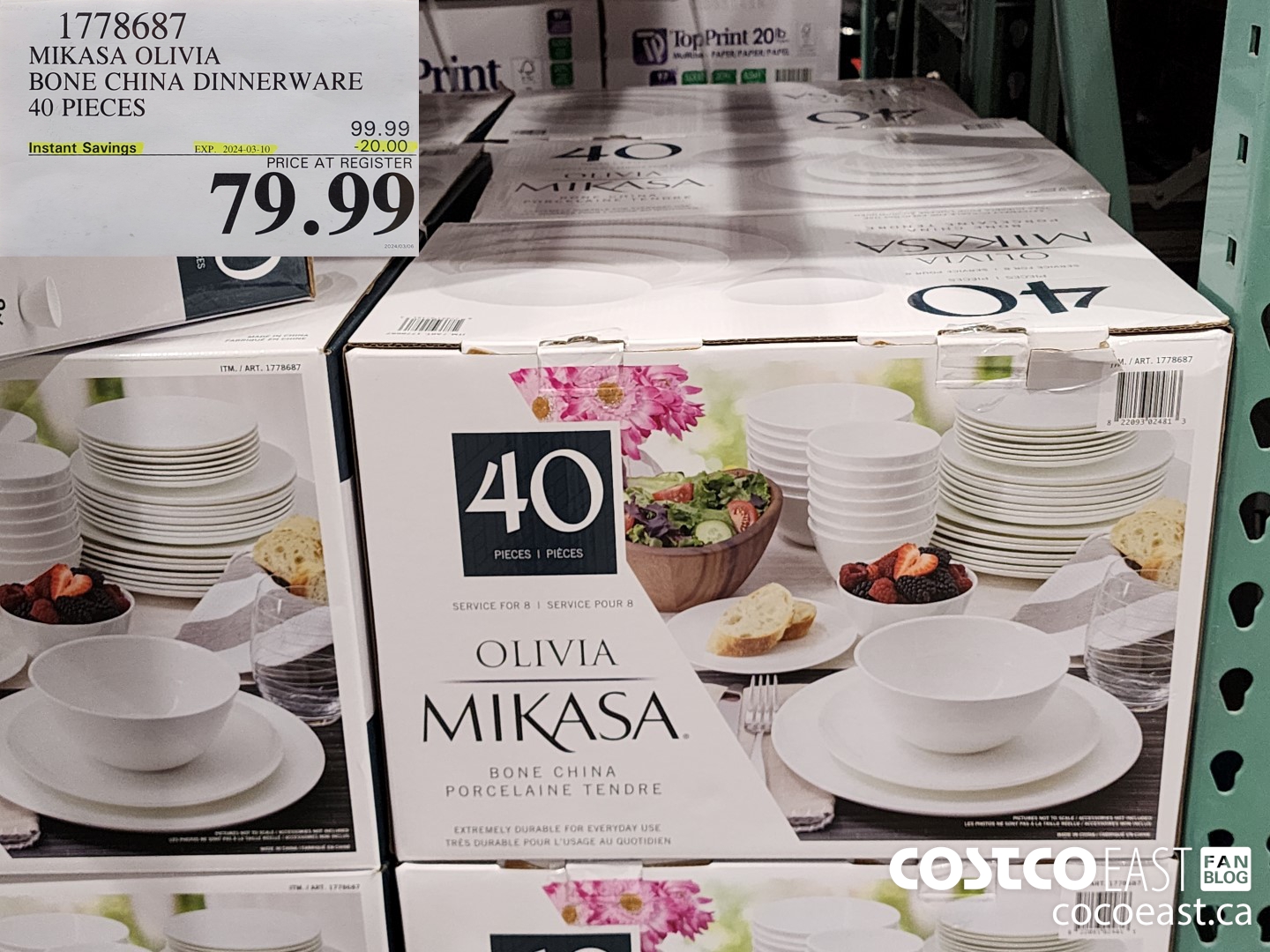 1778687 MIKASA OLIVIA BONE CHINA DINNERWARE 40 PIECES ($20.00 INSTANT SAVINGS EXPIRES ON 2024-03-10) $79.99