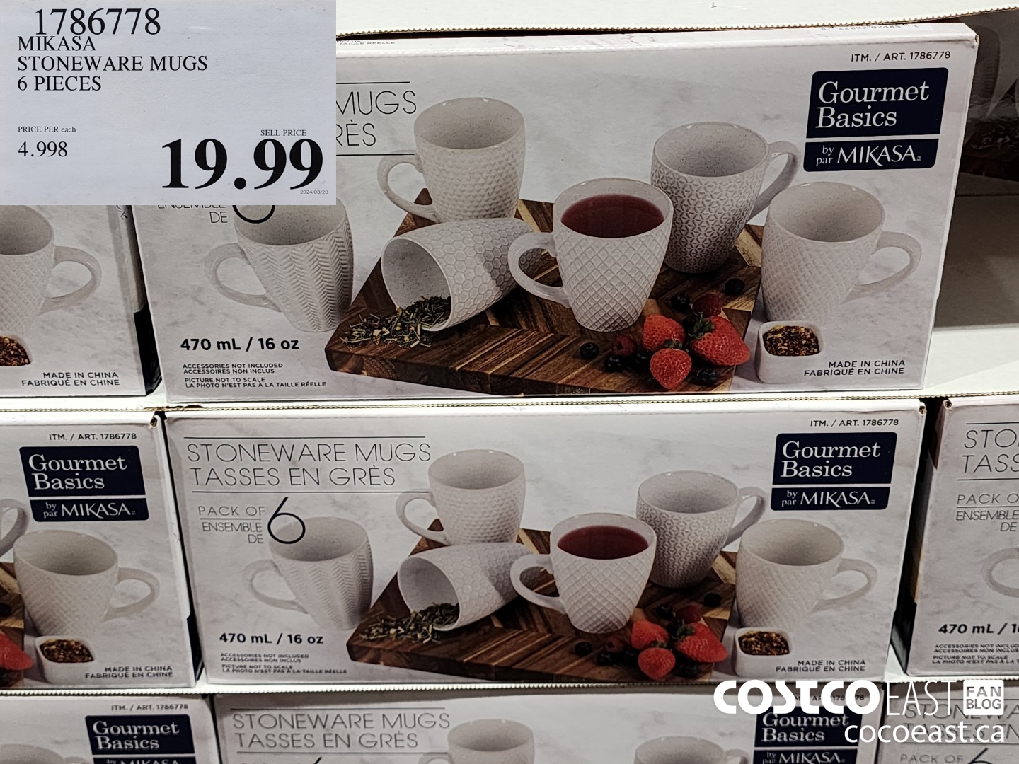 1786778 MIKASA STONEWARE MUGS 6 PIECES $19.99