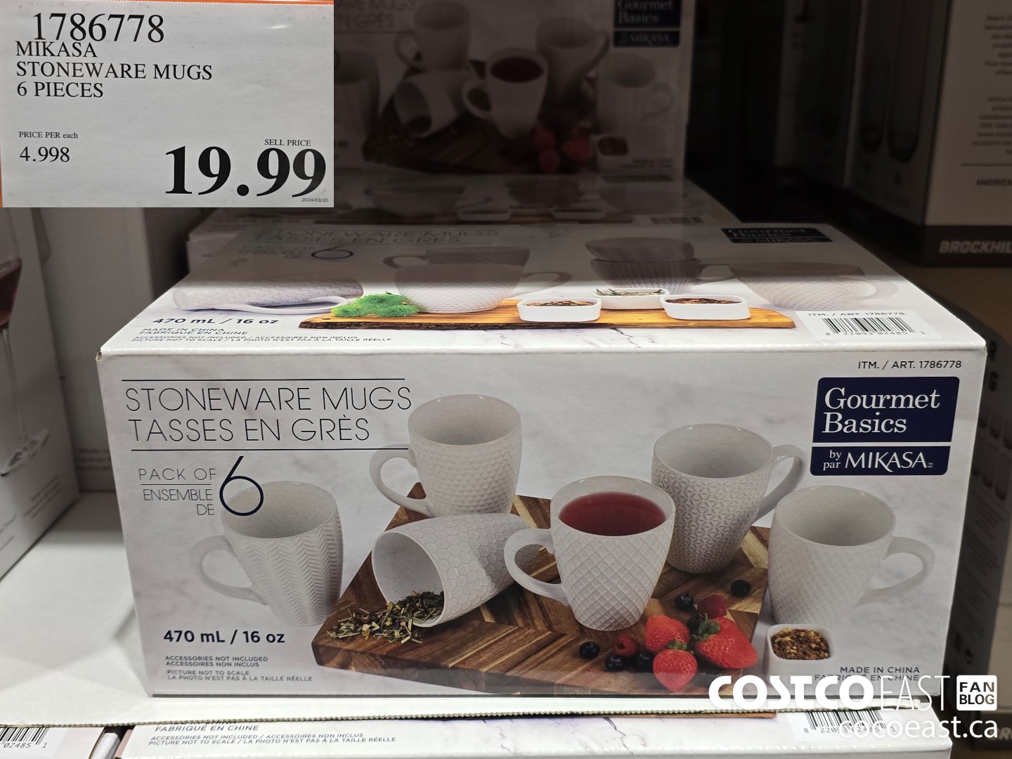 1786778 MIKASA STONEWARE MUGS 6 PIECES $19.99