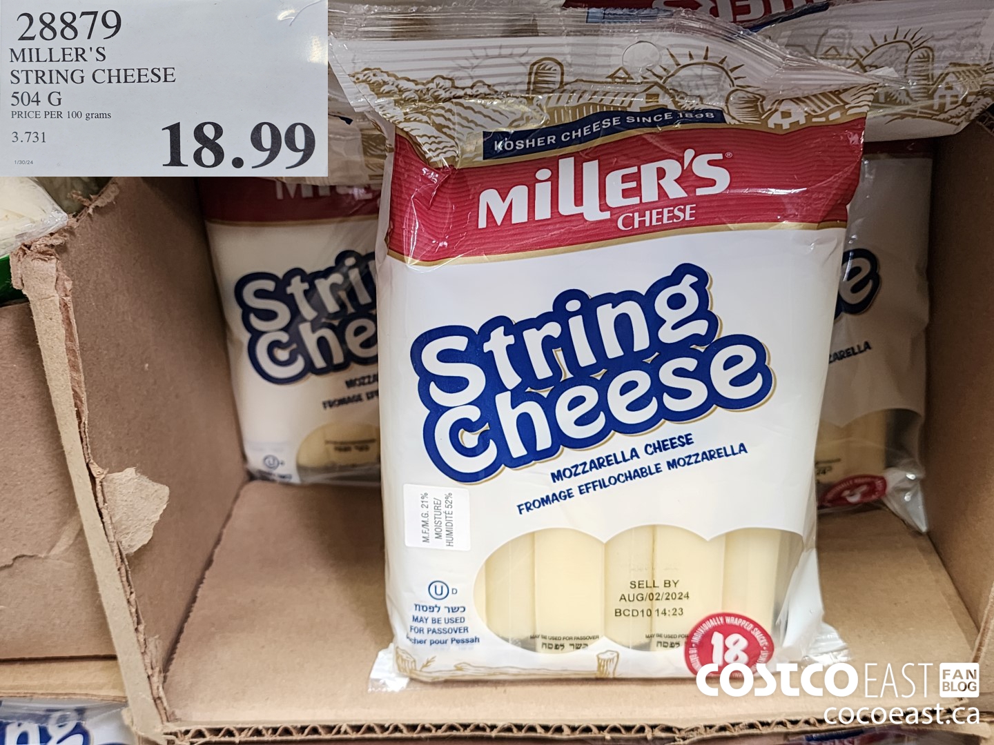 28879 MILLER'S STRING CHEESE 504 G $18.99