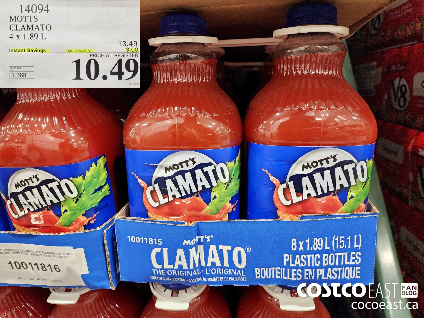 14094 MOTTS CLAMATO 4 x 1.89L ($3.00 INSTANT SAVINGS EXPIRES ON 2024-03-24) $10.49