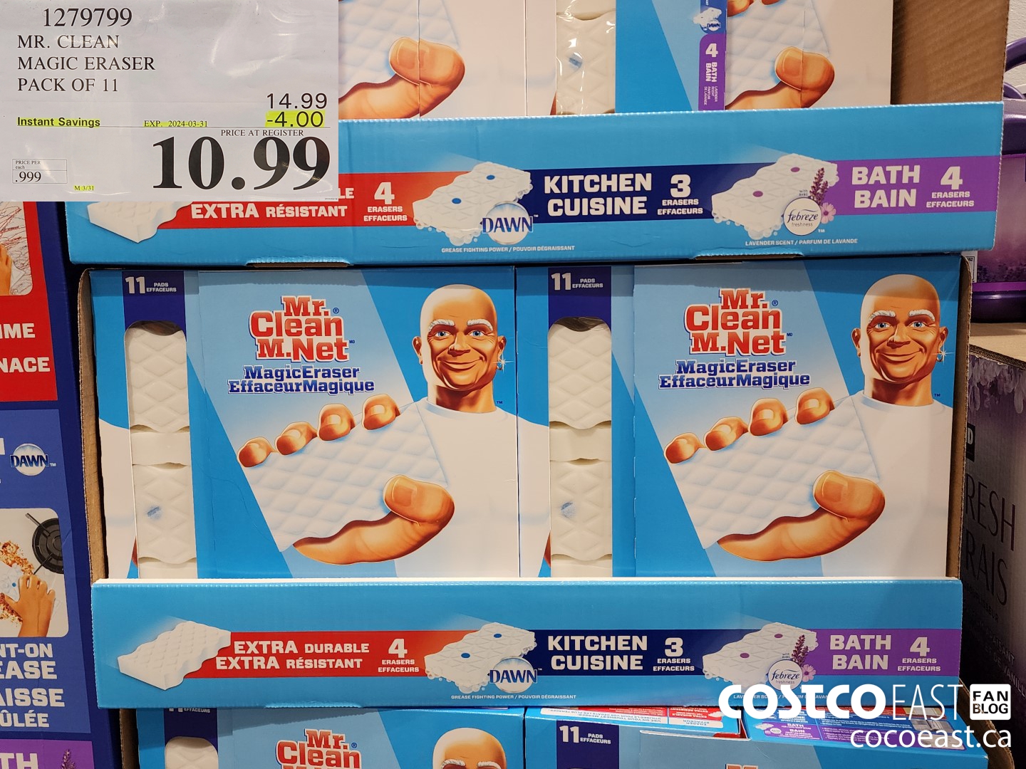 1279799 MR. CLEAN MAGIC ERASER PACK OF 11 ($4.00 INSTANT SAVINGS EXPIRES ON 2024-03-31) $10.99