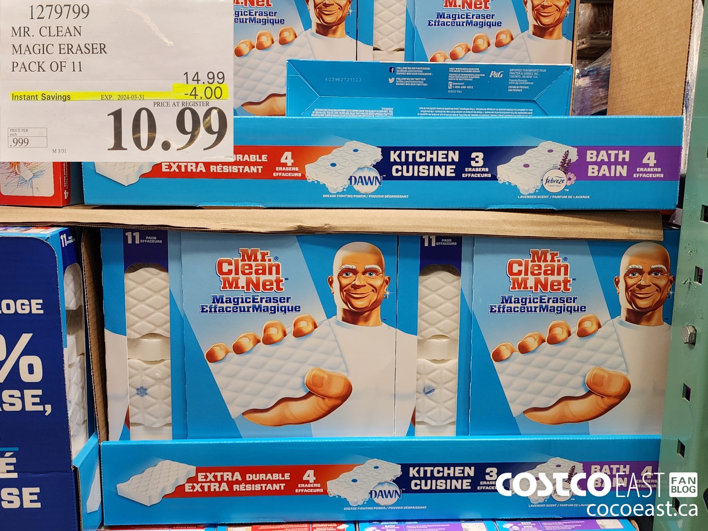 1279799 MR. CLEAN MAGIC ERASER PACK OF 11 ($4.00 INSTANT SAVINGS EXPIRES ON 2024-03-31) $10.99