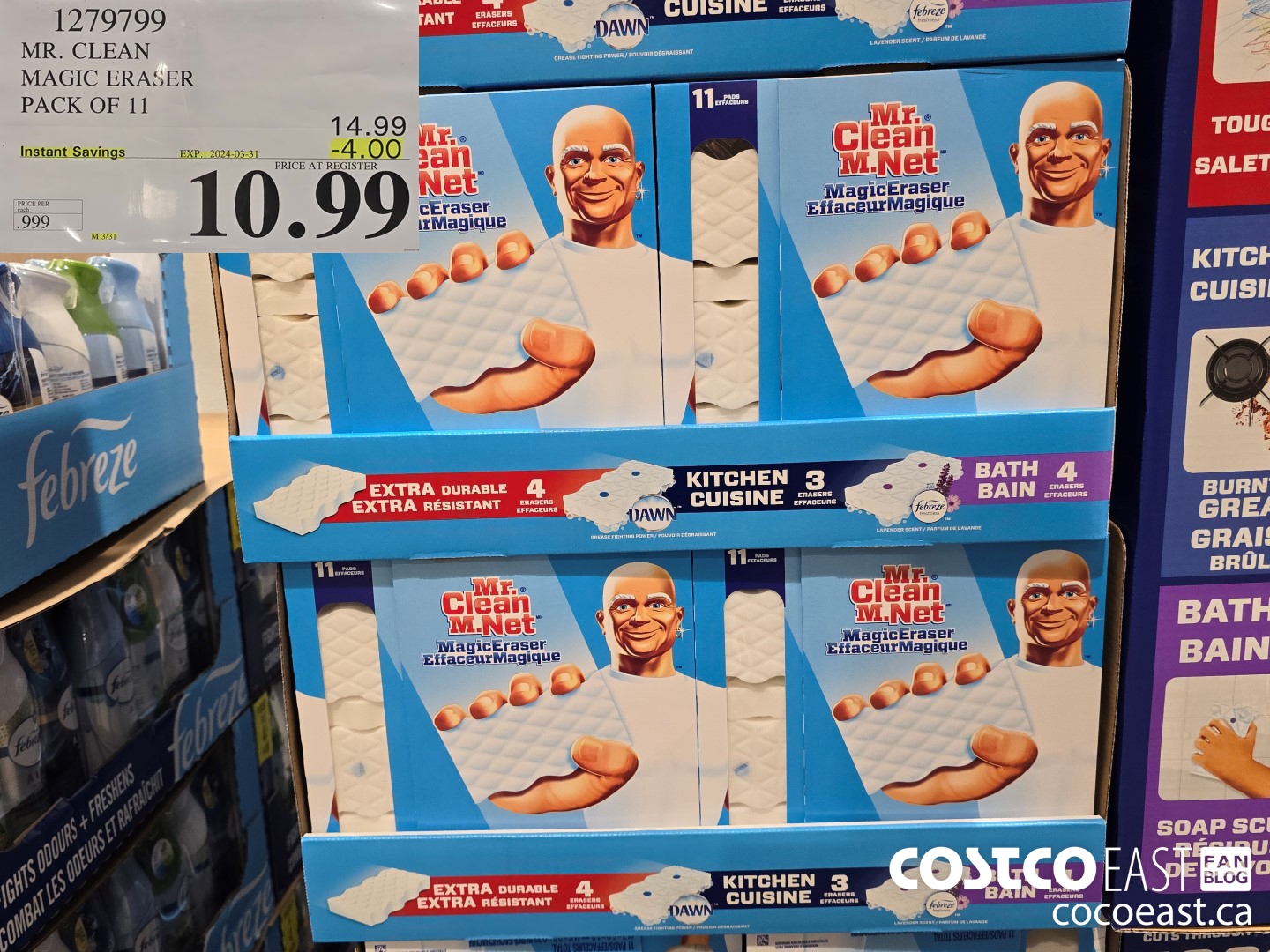 1279799 MR. CLEAN MAGIC ERASER PACK OF 11 ($4.00 INSTANT SAVINGS EXPIRES ON 2024-03-31) $10.99