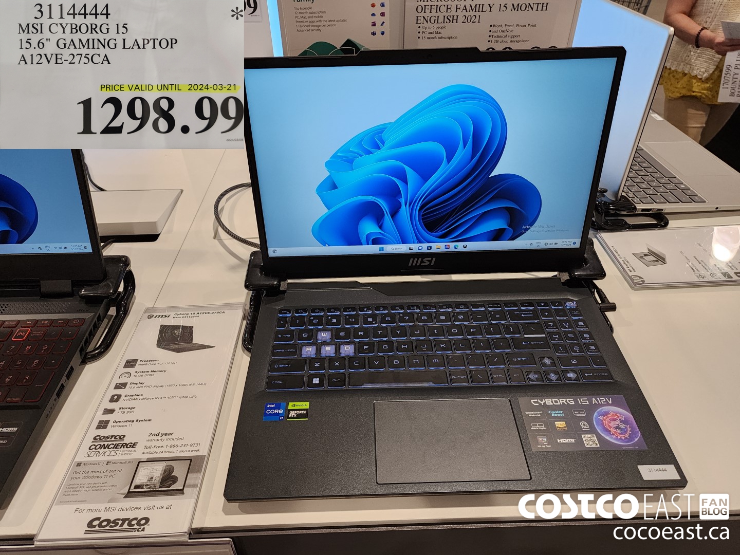 3114444 MSI CYBORG 15 15.6' GAMING LAPTOP A12VE-275CA $1298.99