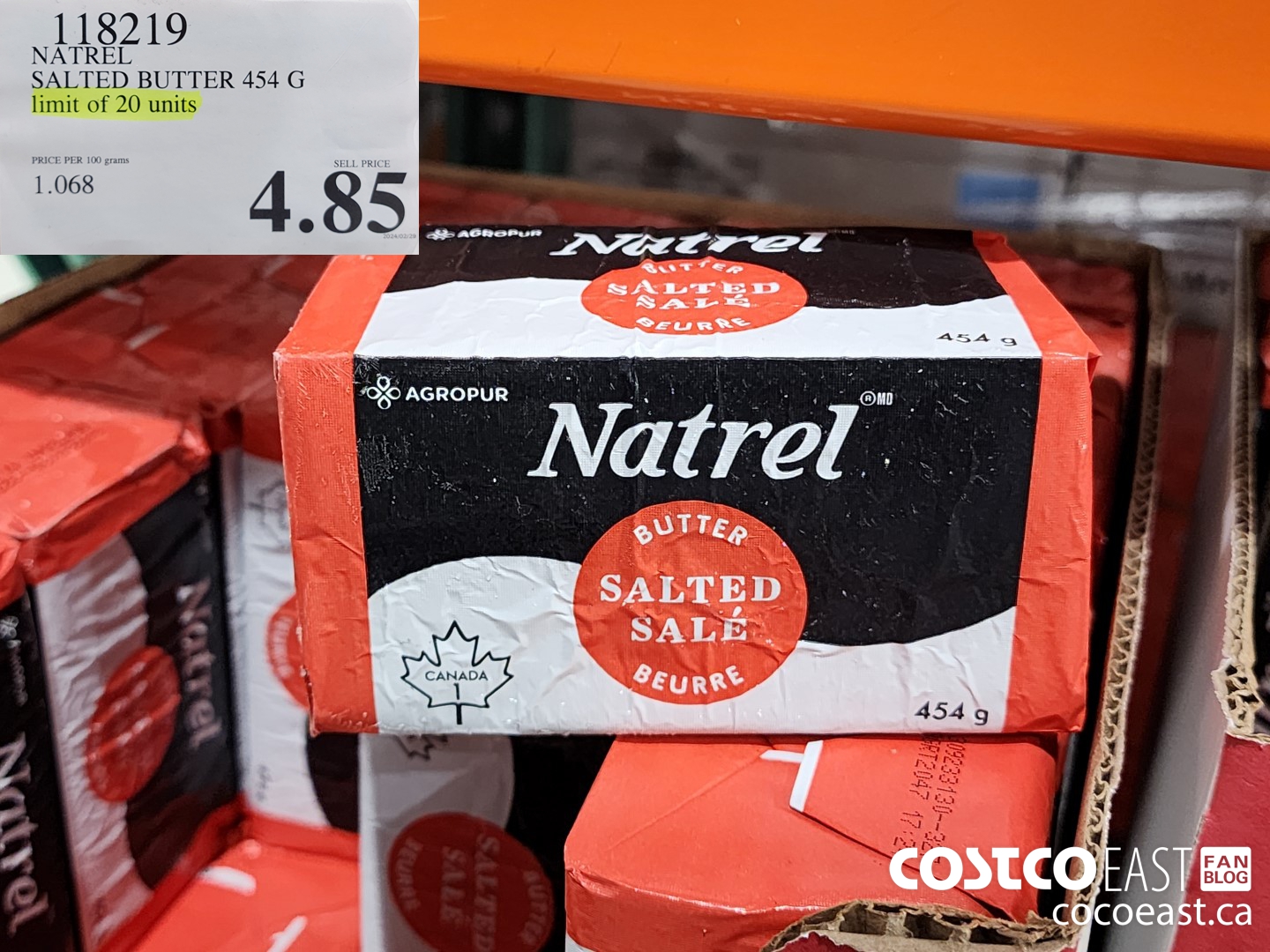 118219 NATREL SALTED BUTTER 454 G LIMIT OF 20 UNITS $4.85