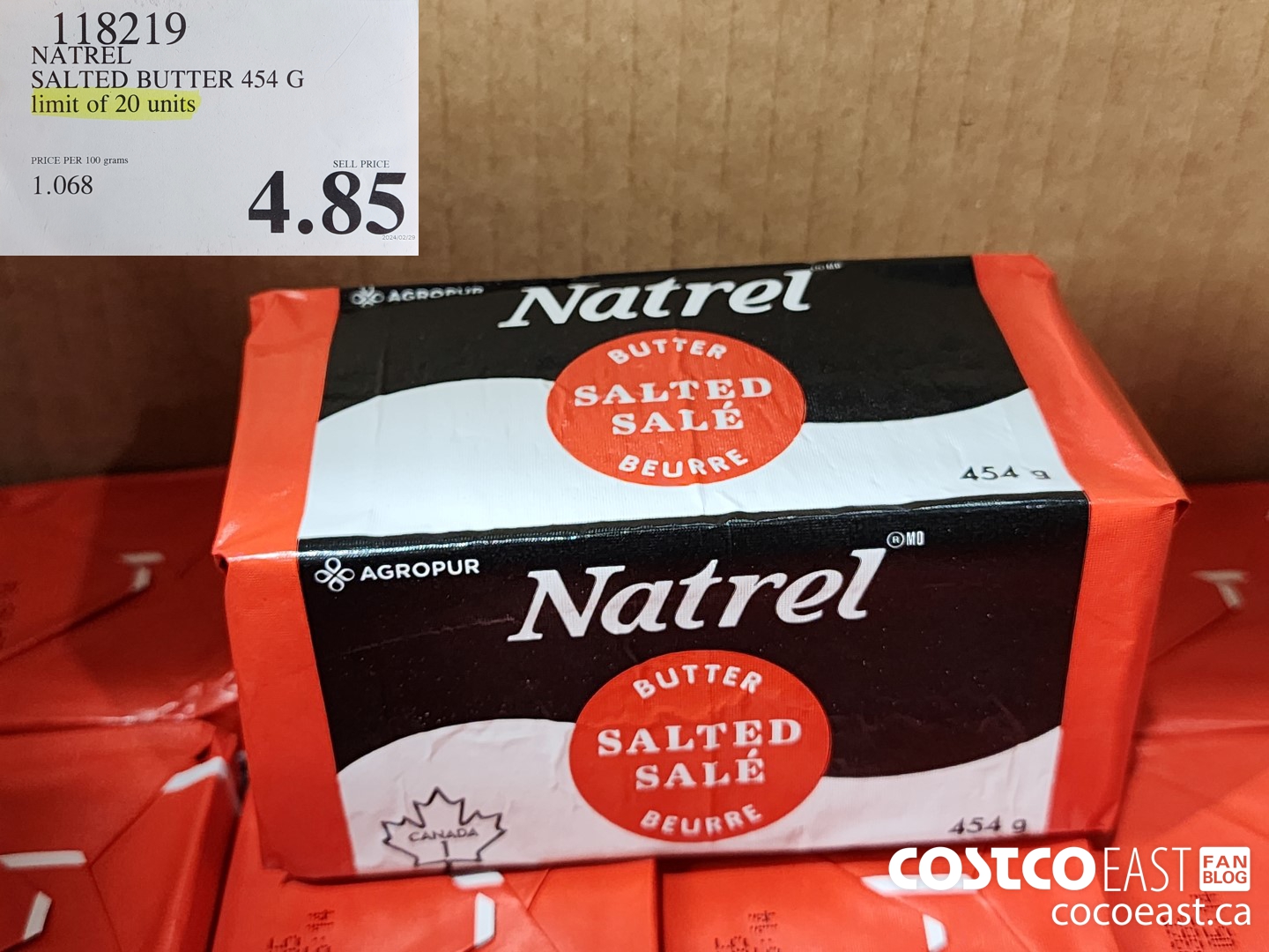 118219 NATREL SALTED BUTTER 454 G LIMIT OF 20 UNITS $4.85