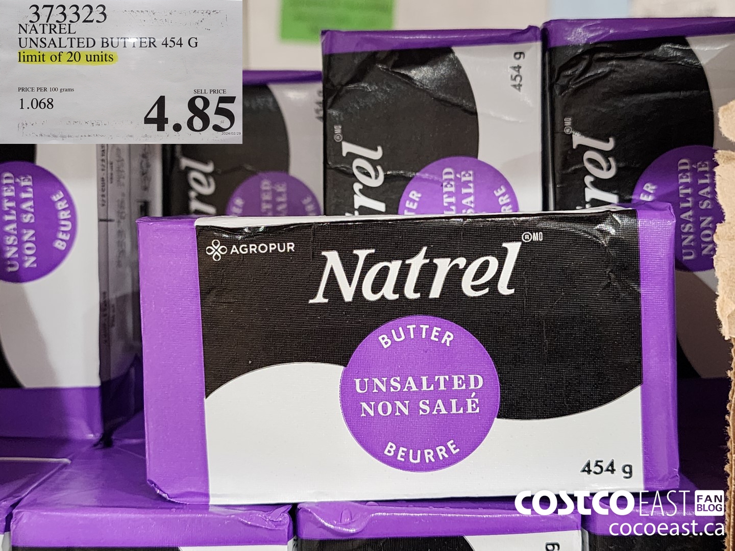 373323 NATREL UNSALTED BUTTER 454 G LIMIT OF 20 UNITS $4.85