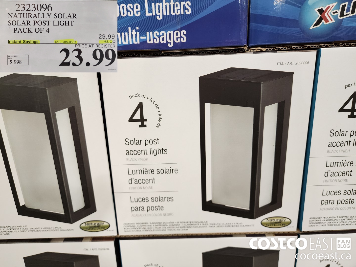 2323096 NATURALLY SOLAR SOLAR POST LIGHT ~ PACK OF 4 ($6.00 INSTANT SAVINGS EXPIRES ON 2024-03-17) $23.99