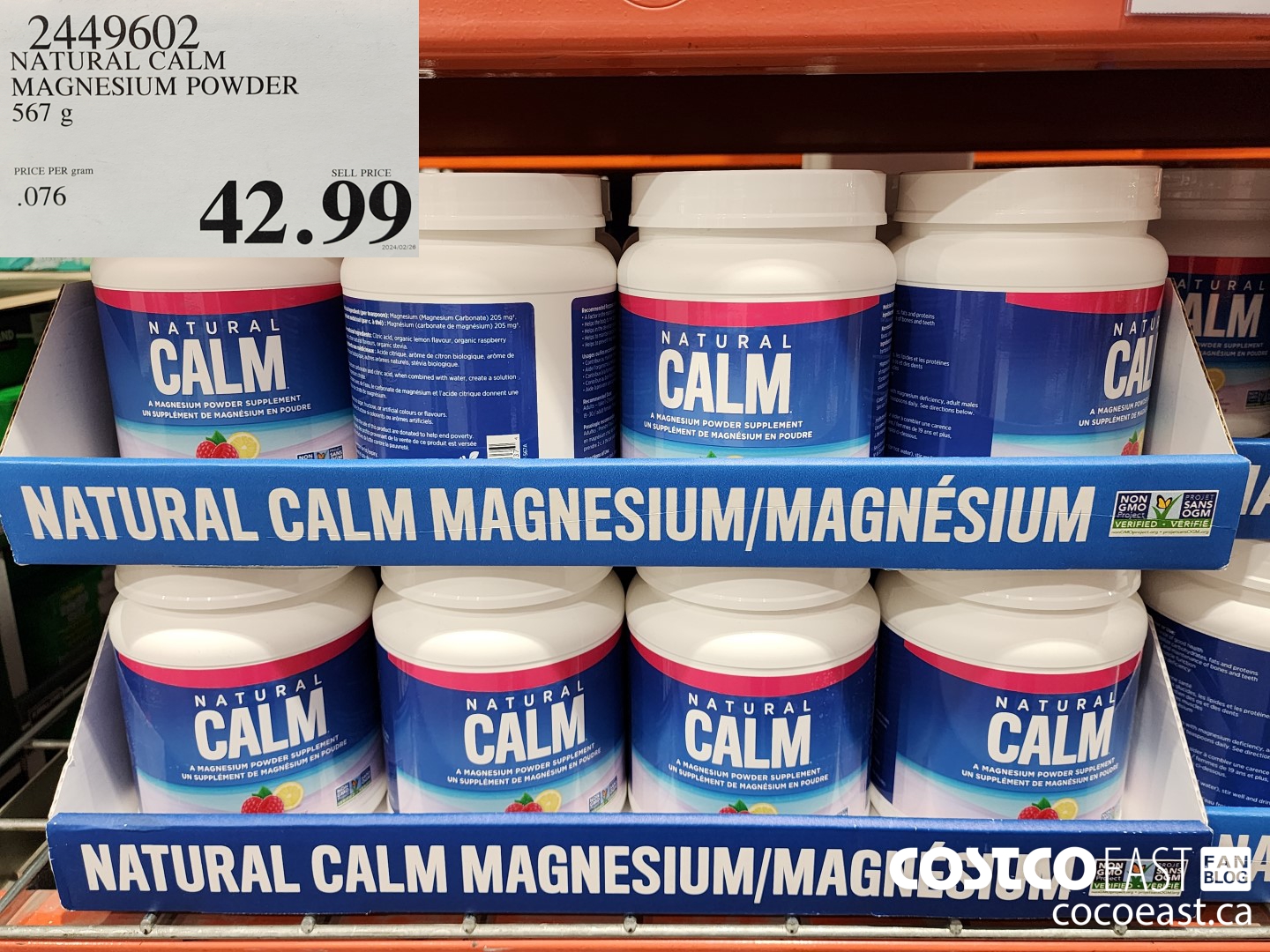 2449602 NATURAL CALM MAGNESIUM POWDER 567 G $42.99