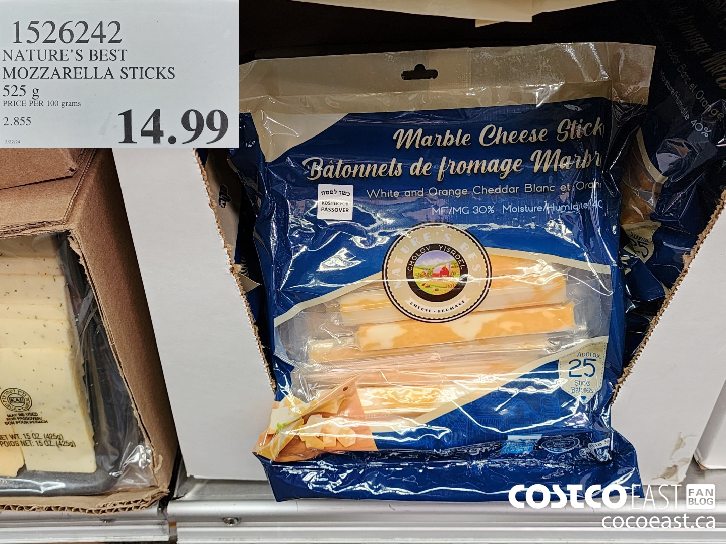 1526242 NATURE'S BEST MOZZARELLA STICKS 525 G $14.99