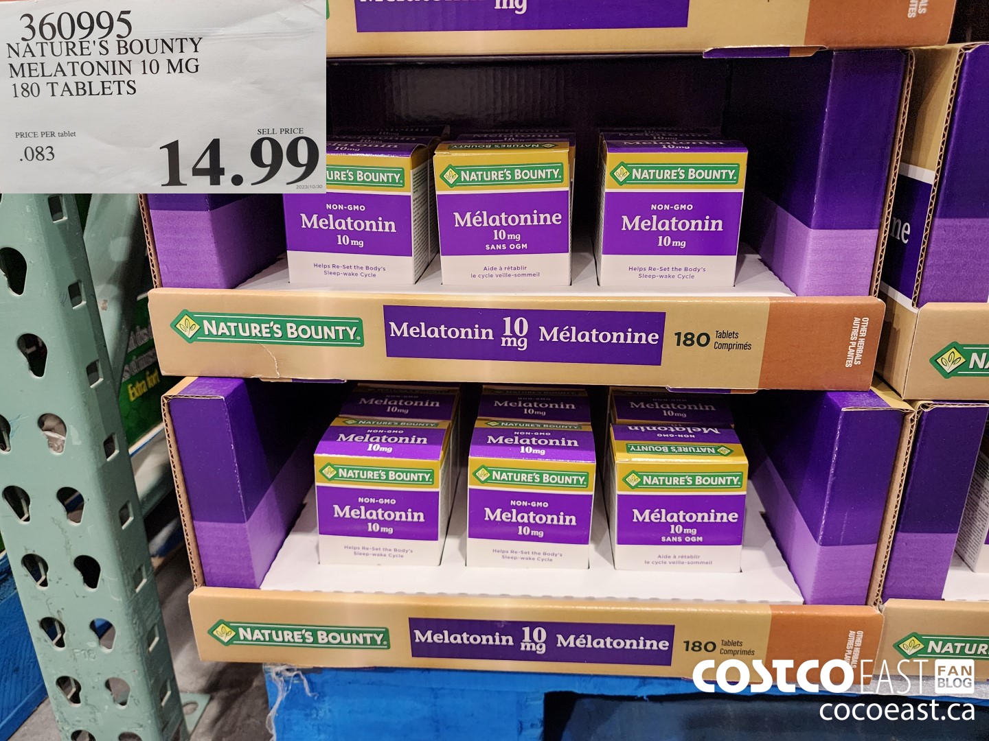 360995 NATURE'S BOUNTY MELATONIN 10 MG 180 TABLETS $14.99